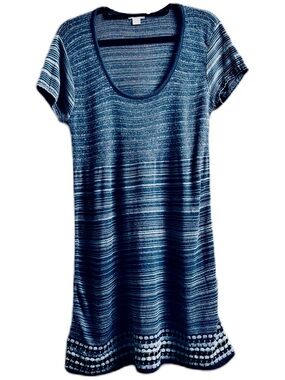 Xhilaration by Target Gray/White Marled Knit Dress Cap Sleeve Casual  S8ize XL